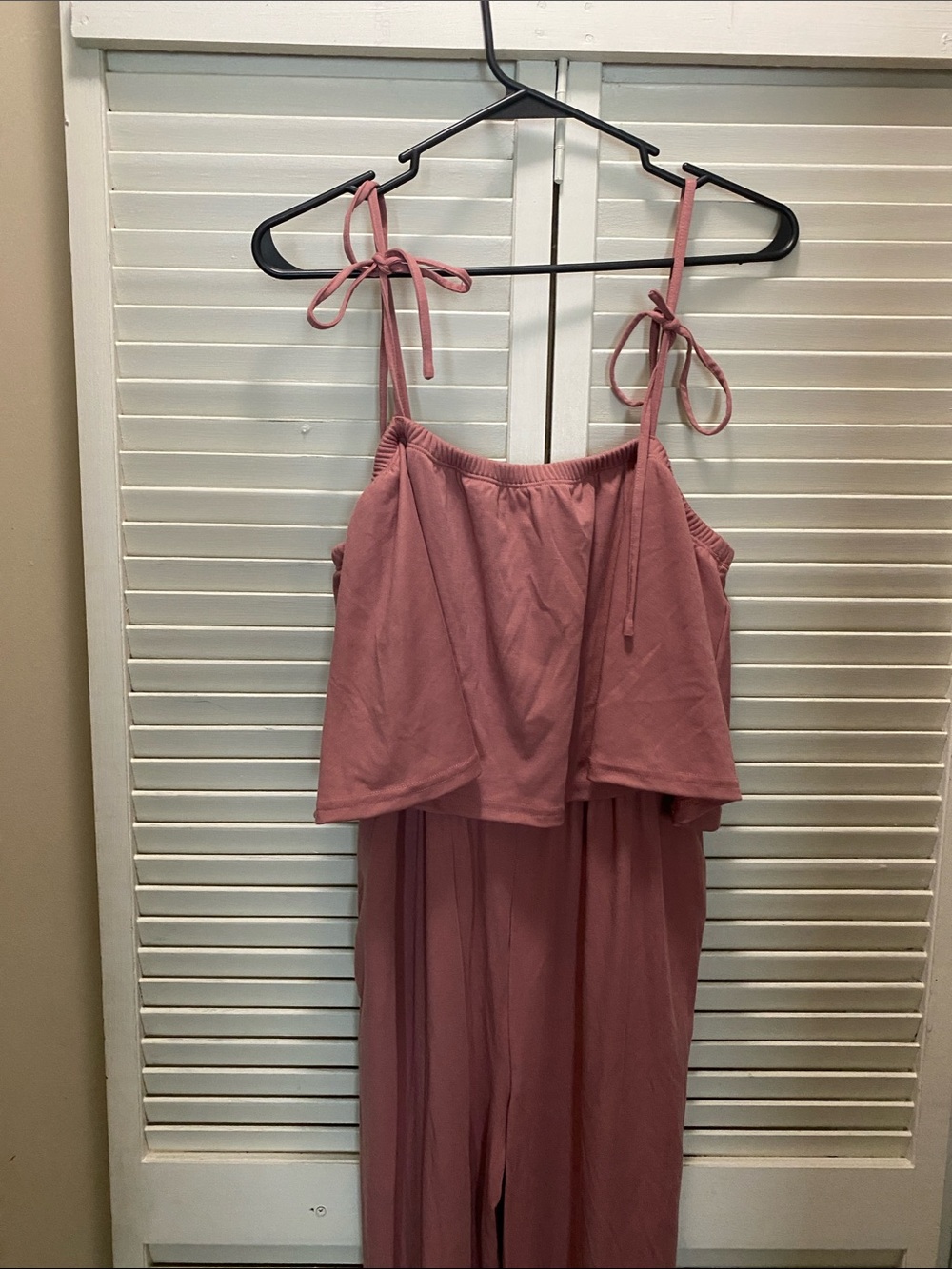 PINK Lily Dusty Rose Tie-Shoulder Jumpsuit